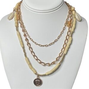 Chain and bead necklace with shells NWOT